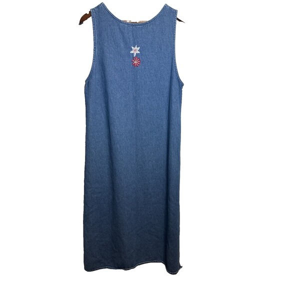 Agapo Jean Jumper Dress with Floral Embroidery Women's Size Medium - Picture 6 of 12